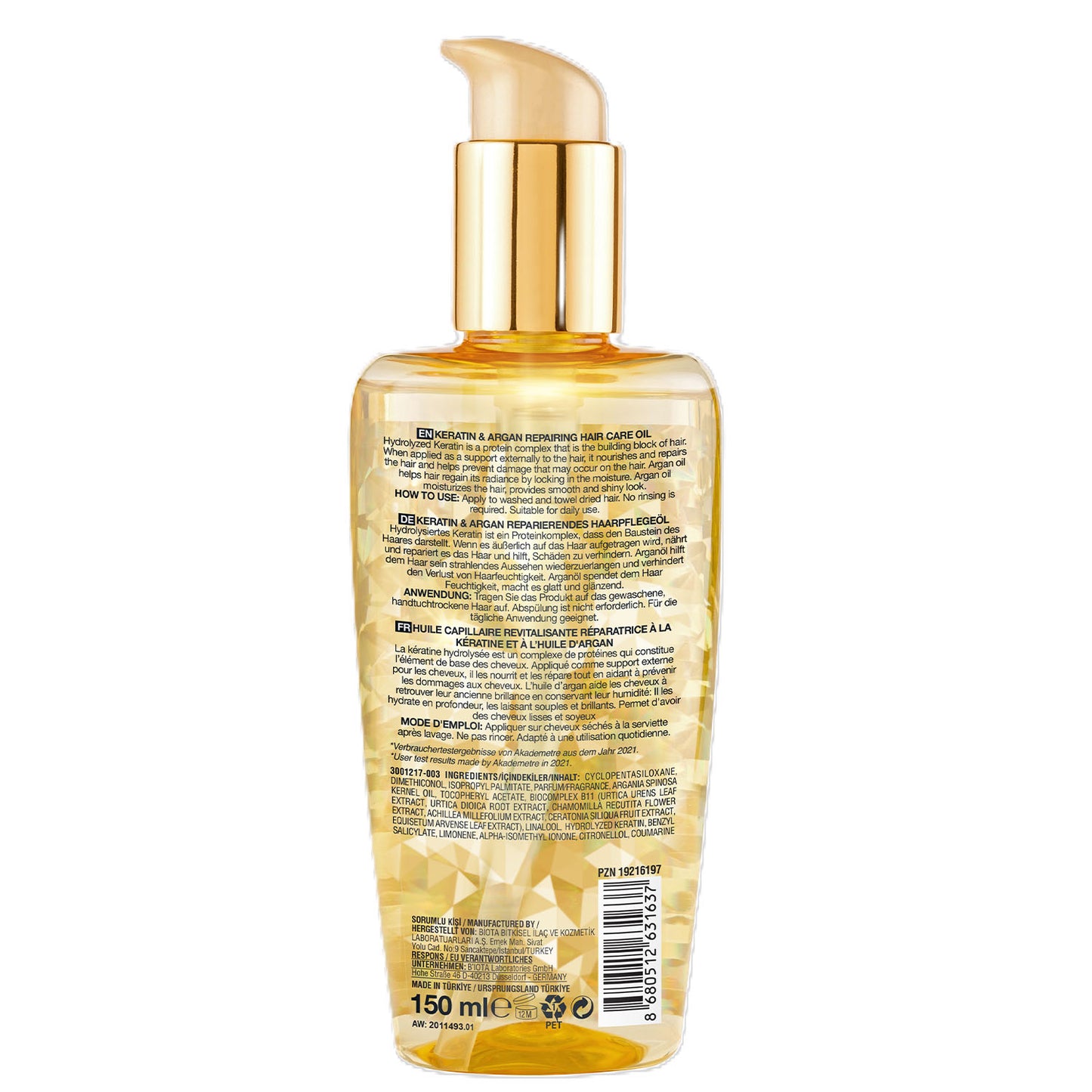 Bioxcin Keratin & Argan Reparierendes Haarpflegeöl 150ml - Tiefenwirksame Pflege für Geschädigtes Haar - Mit Anti-Frizz Effekt - Für Alle Haartypen