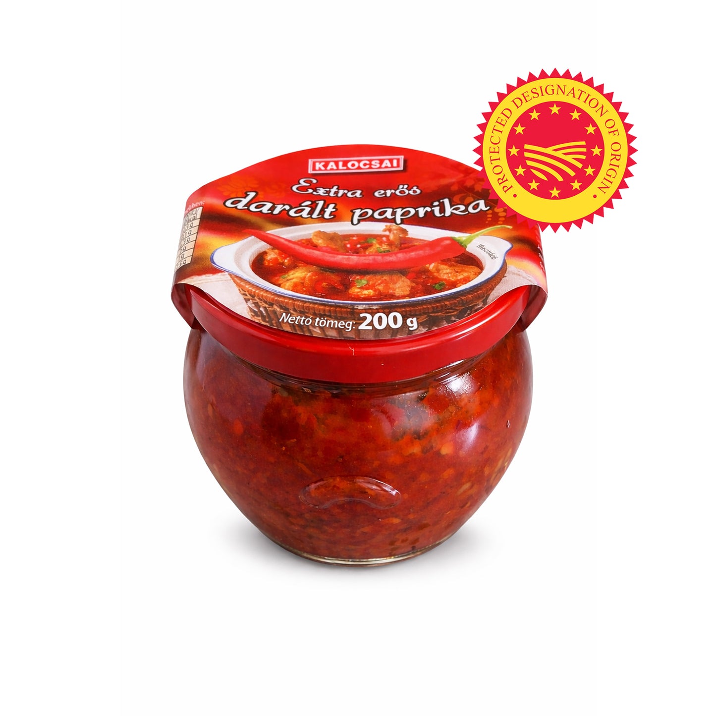 Kalocsai Ungarische Paprikapaste Extra scharf 200g – Original Darált Extra Erös Paprikamark (g.U.) | Intensive Scharfe Würzpaste aus Kalocsa | Ideal für Gulasch,Saucen & BBQ
