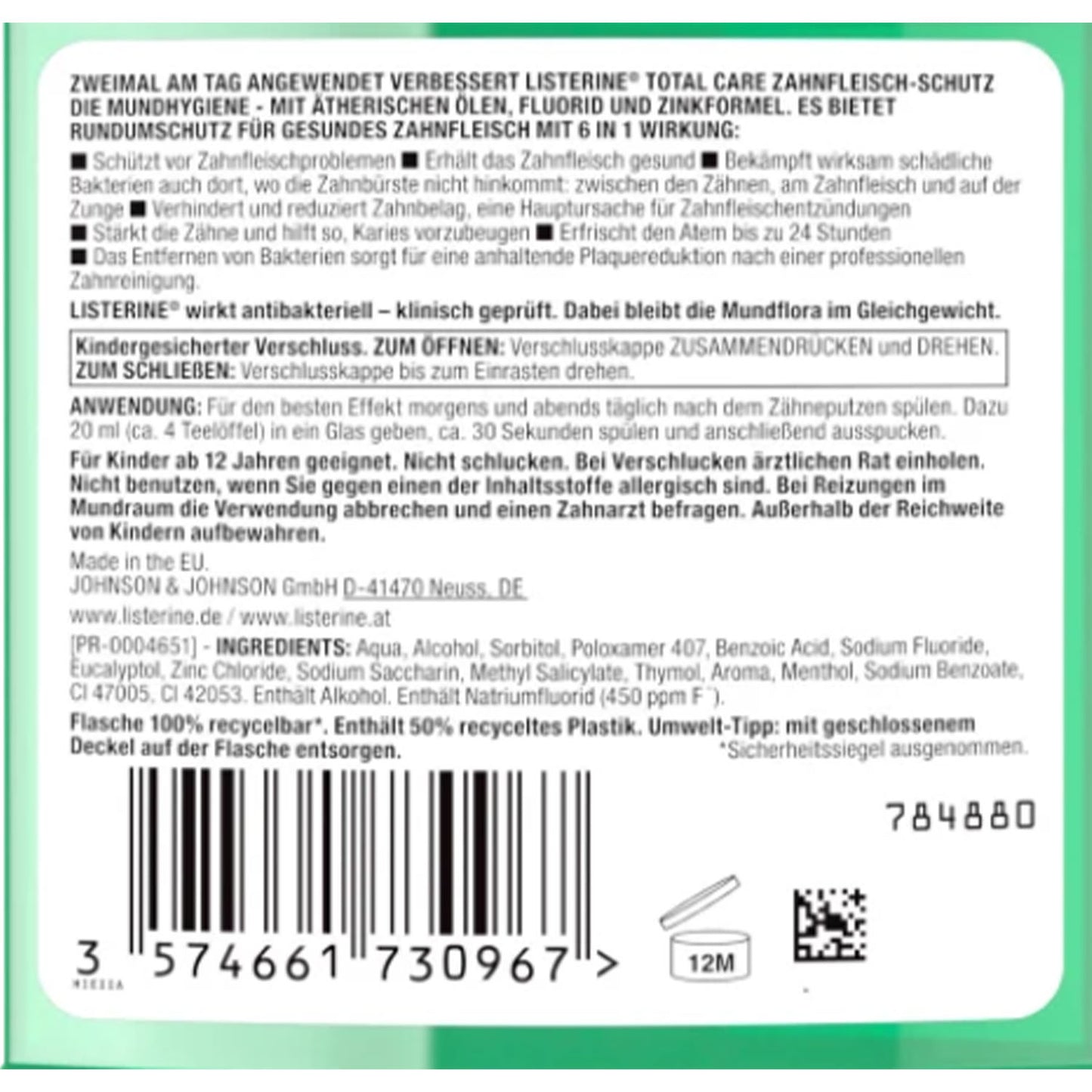 Listerine Total Care Zahnfleisch-Schutz Mundspülung, 500ml - 6 in 1 Wirkung