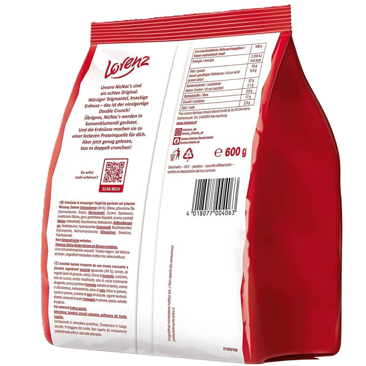 Lorenz Snack World Nic Nac's Großbeutel 600g