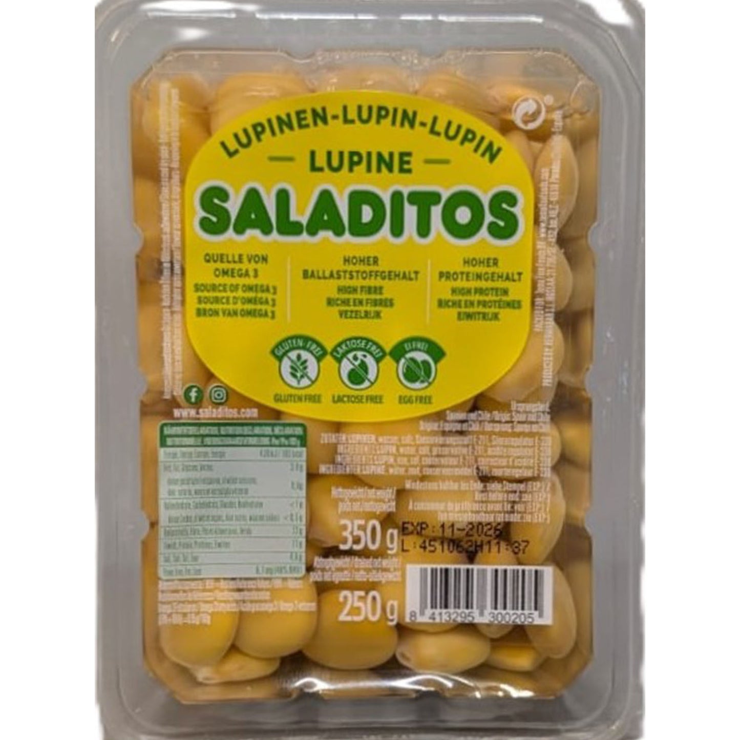 Saladitos Lupinen 350g - Proteinreich, Ballaststoffreich & Omega 3
