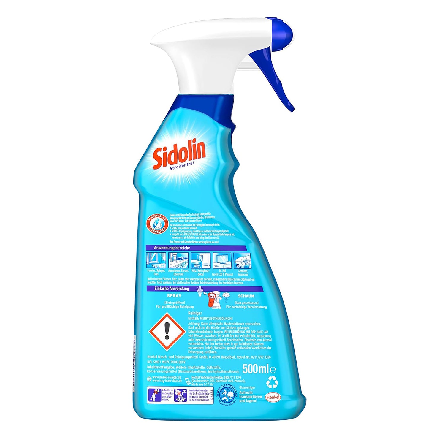 Sidolin Multi-Flächen-Reiniger, für streifenfreien Glanz auf über 25 Flächen, 500 ml