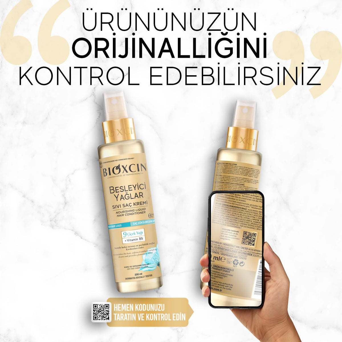 Bioxcin Nourishing Oils Flüssige Haarpflege-Creme 200 ml – Leave-In Conditioner mit 9 Blütenölen & Vitamin B5
