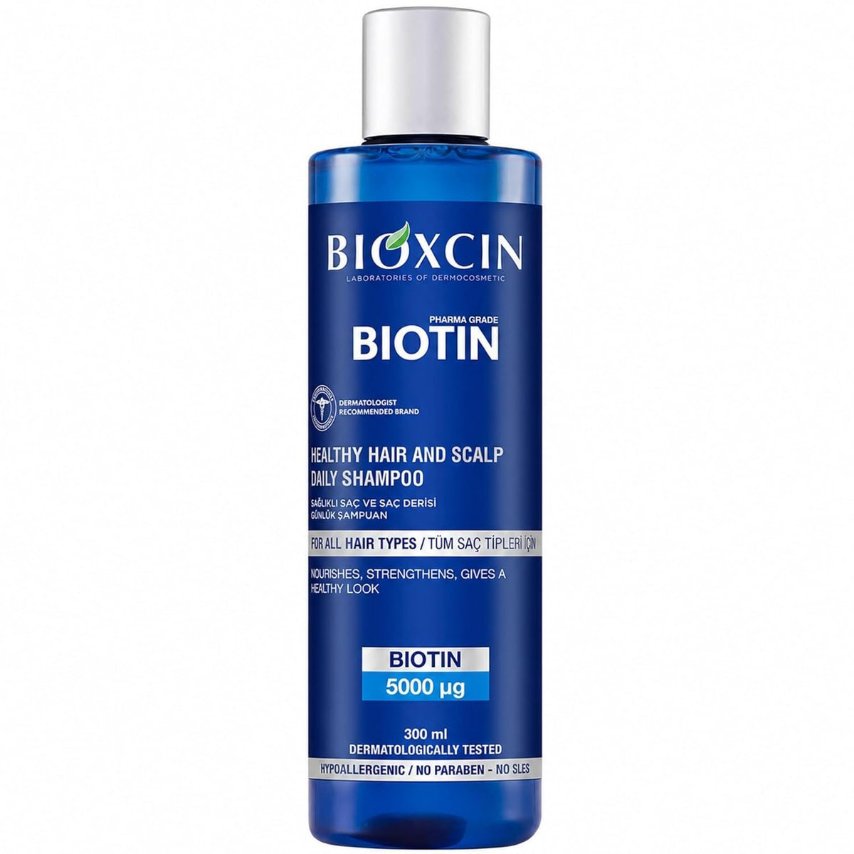 Bioxcin Biotin Shampoo 300 ml – mit Biotin, Vitamin B3, B5, B6, Zink & Thermalwasser, ohne SLES und Parabene