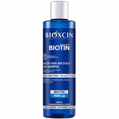 Bioxcin Biotin Shampoo 300 ml – mit Biotin, Vitamin B3, B5, B6, Zink & Thermalwasser, ohne SLES und Parabene