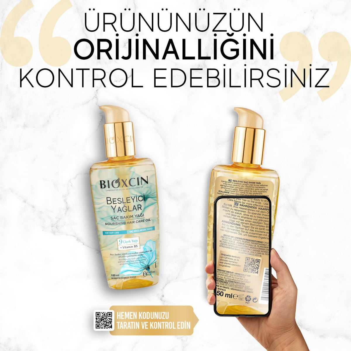 Bioxcin Nourishing Oils Haaröl 150 ml – Anti-Frizz Pflege mit 9 Blütenölen, Vitamin B5 & BioComplex B11