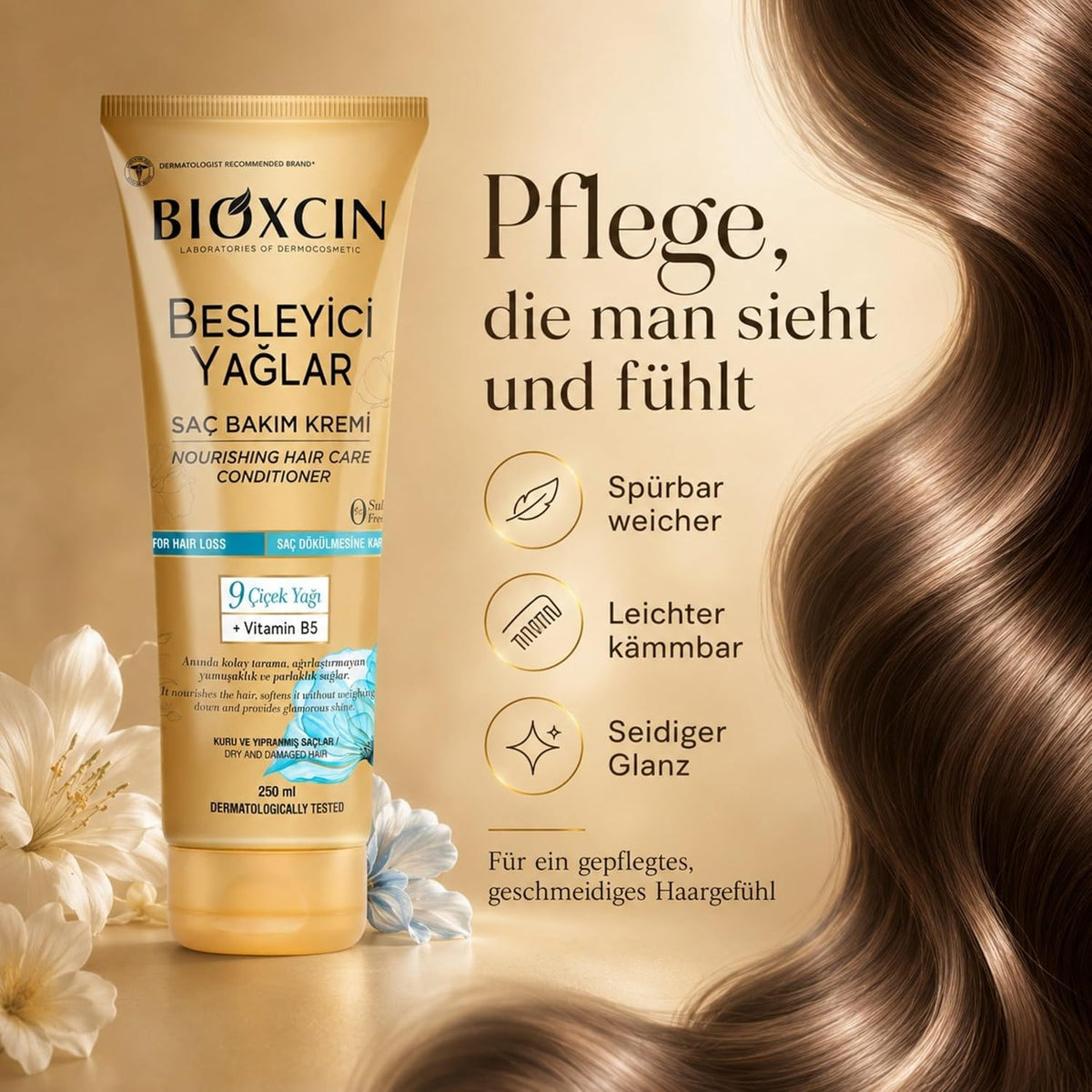 Bioxcin Nourishing Oils Haarspülung 250 ml – mit 9 Blütenölen, Vitamin B5 & BioComplex B11, sulfatfrei