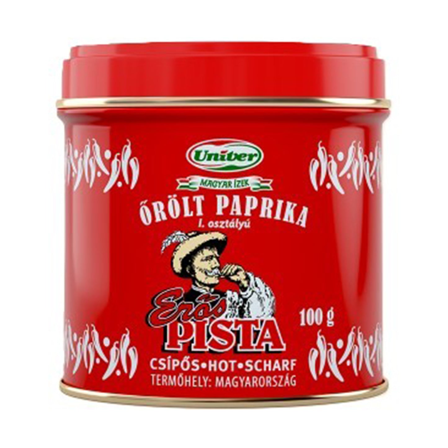 Univer Erös Pista Paprika Pulver in Dekorativer Dose, 100g - Scharf & Aromatisch