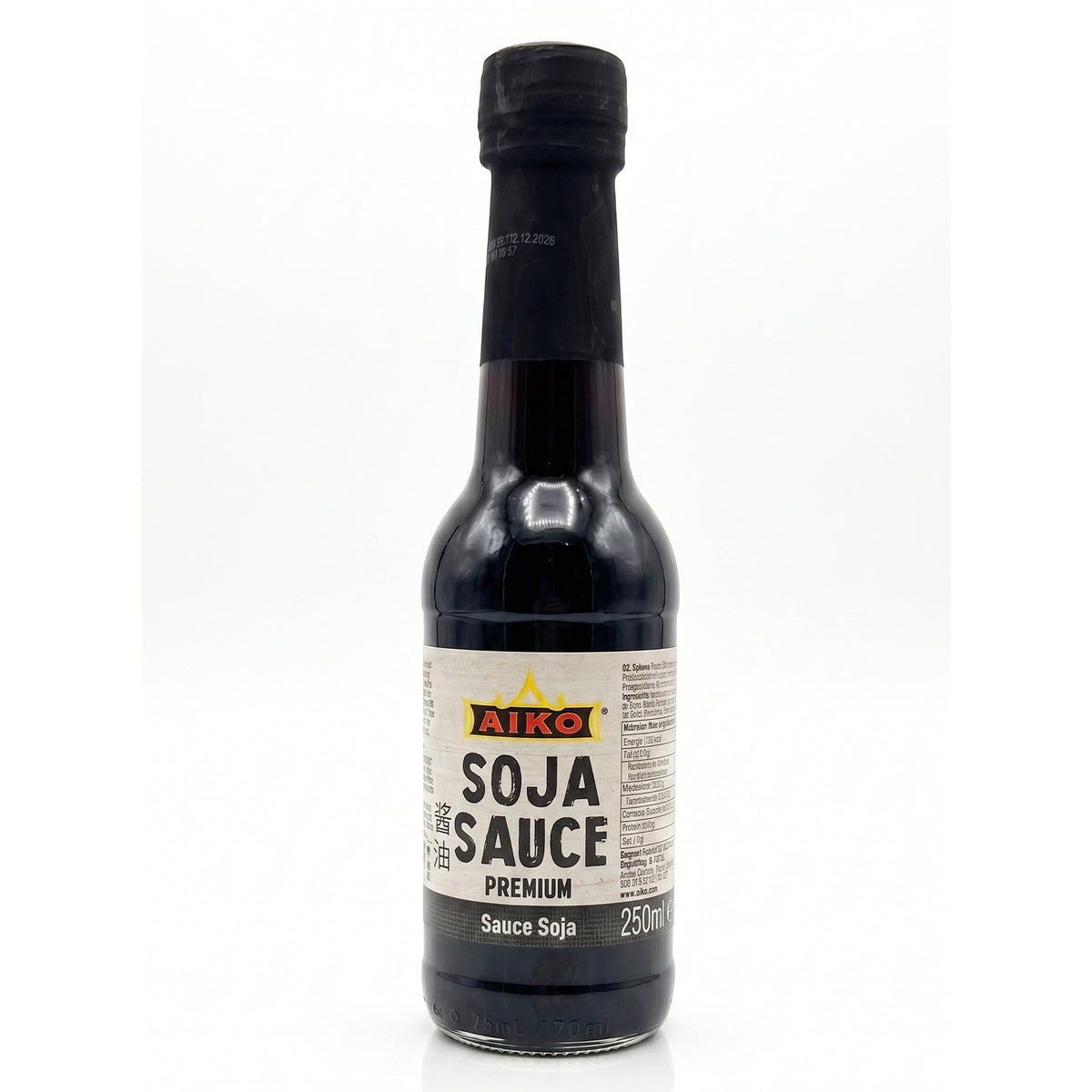 AIKO Sojasauce 250ml Glasflasche – Traditionelle dunkle Soja Soße für Sushi & Wok, würzige Marinade & Dip für Fleisch, Nudeln & Gemüse