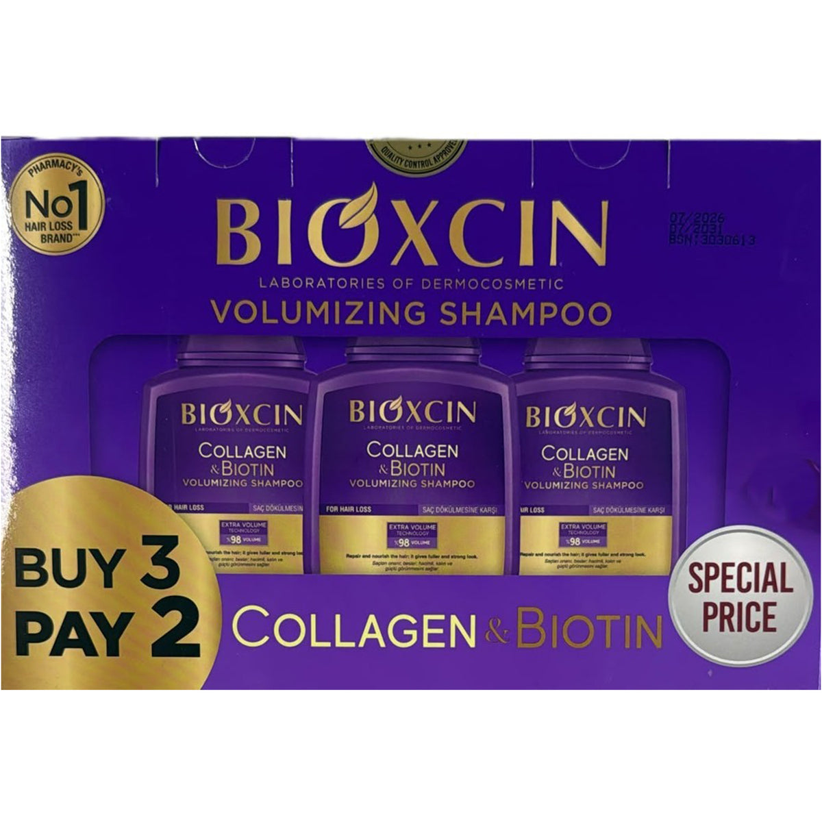 BIOXCIN Collagen Biotin Volumen Shampoo 3x300ml Set