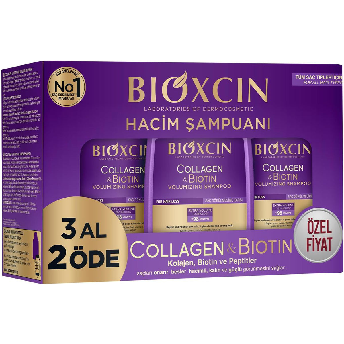 BIOXCIN Collagen Biotin Volumen Shampoo 3x300ml Set