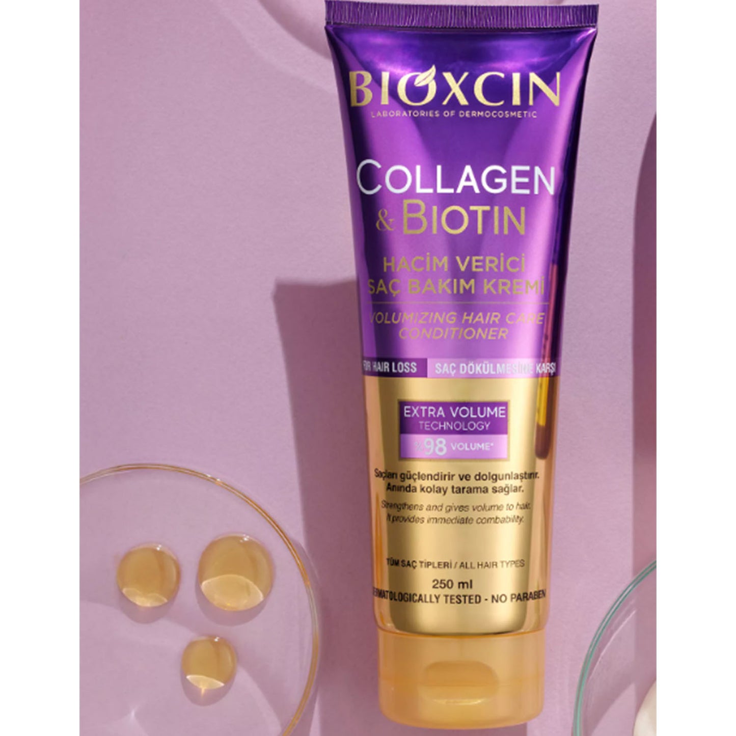 Bioxcin COLLAGEN & BIOTIN Volumen Haarspülung 250ml – Kräftigender Conditioner für feines, dünnes Haar – Haarverdickung & Fülle dank Hydrolysiertem Kollagen & Biotin