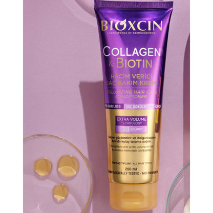 Bioxcin COLLAGEN & BIOTIN Volumen Haarspülung 250ml – Kräftigender Conditioner für feines, dünnes Haar – Haarverdickung & Fülle dank Hydrolysiertem Kollagen & Biotin