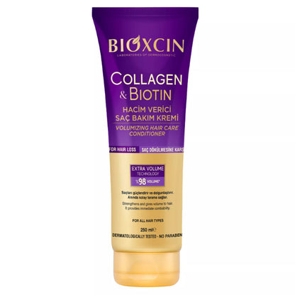 Bioxcin COLLAGEN & BIOTIN Volumen Haarspülung 250ml – Kräftigender Conditioner für feines, dünnes Haar – Haarverdickung & Fülle dank Hydrolysiertem Kollagen & Biotin