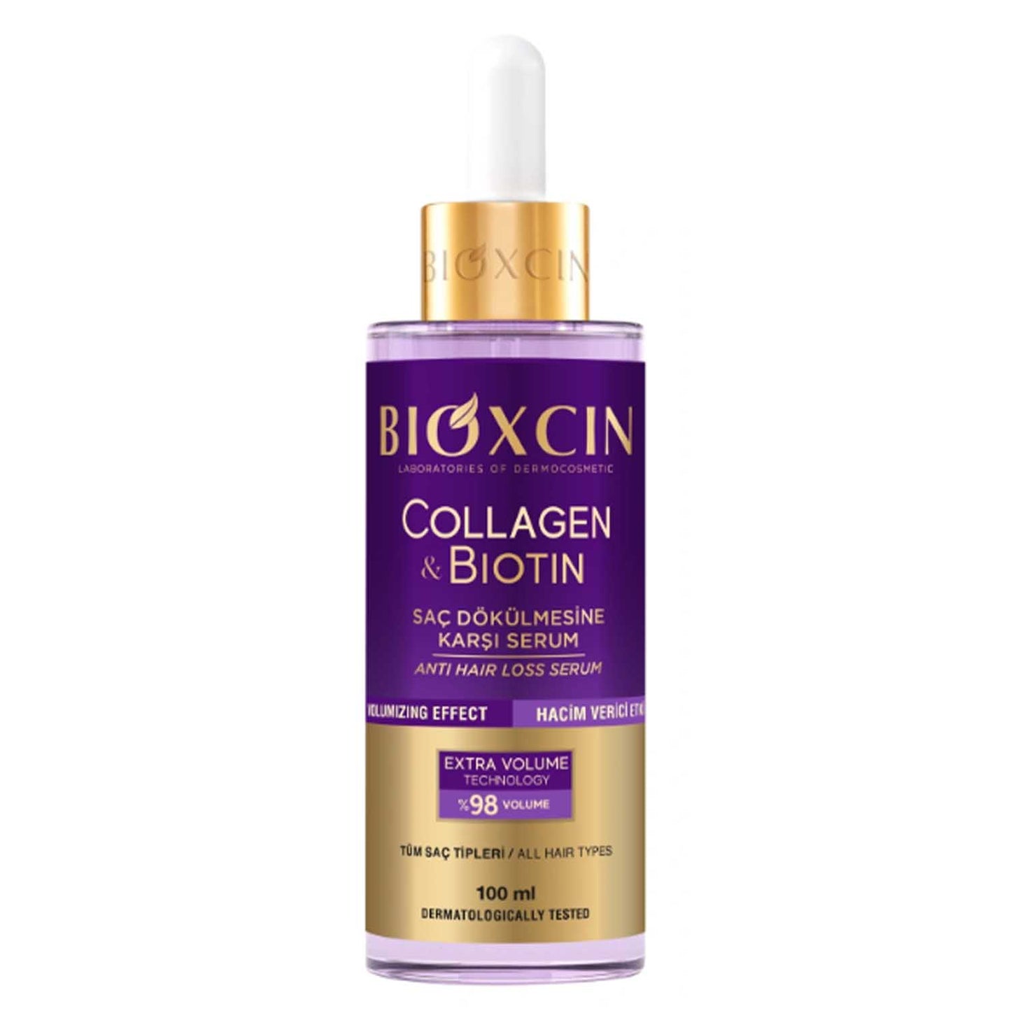 Bioxcin Collagen & Biotin Anti-Haarausfall Haarserum 100ml, Extra Volumen & Fülle - Für Dünnes, Schwaches Haar, Kräftigendes Haarwuchsmitte