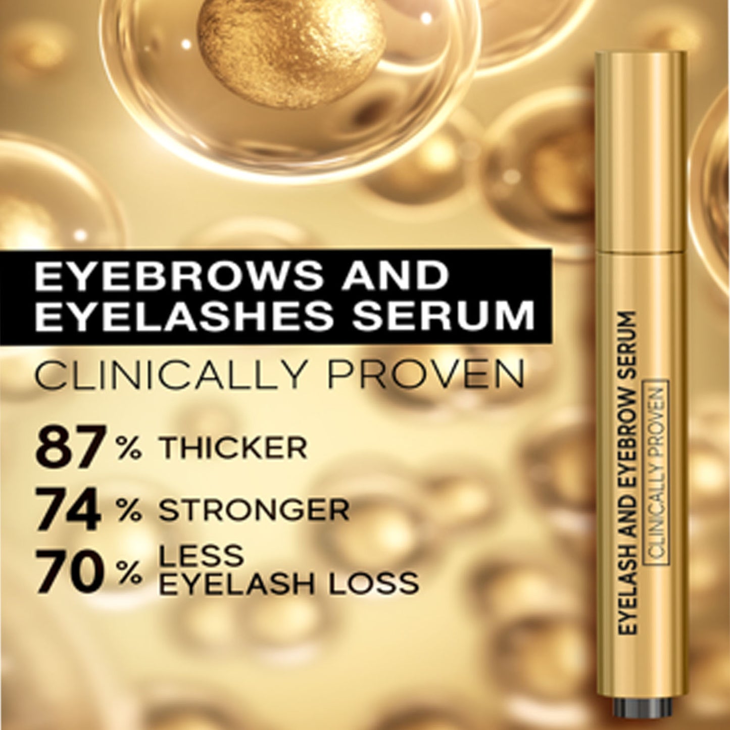 Bioxcin Augenbrauen & Wimpernserum 3ml - Sichtbar Dichter & Länger - 87% Mehr Volumen - Mit Biotin, Kollagen, Hyaluron & Rizinusöl