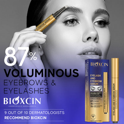 Bioxcin Augenbrauen & Wimpernserum 3ml - Sichtbar Dichter & Länger - 87% Mehr Volumen - Mit Biotin, Kollagen, Hyaluron & Rizinusöl