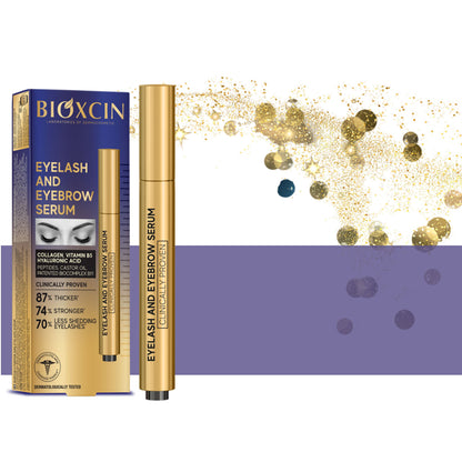Bioxcin Augenbrauen & Wimpernserum 3ml - Sichtbar Dichter & Länger - 87% Mehr Volumen - Mit Biotin, Kollagen, Hyaluron & Rizinusöl