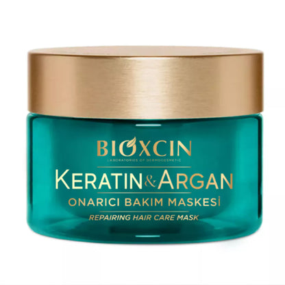 Bioxcin Keratin & Argan Haarmaske 225ml - Intensiv-Reparatur für Geschädigtes & Brüchiges Haar - Glanz, Geschmeidigkeit & Anti-Haarverlust - Mit BioComplex B11