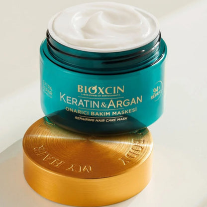 Bioxcin Keratin & Argan Haarmaske 225ml - Intensiv-Reparatur für Geschädigtes & Brüchiges Haar - Glanz, Geschmeidigkeit & Anti-Haarverlust - Mit BioComplex B11