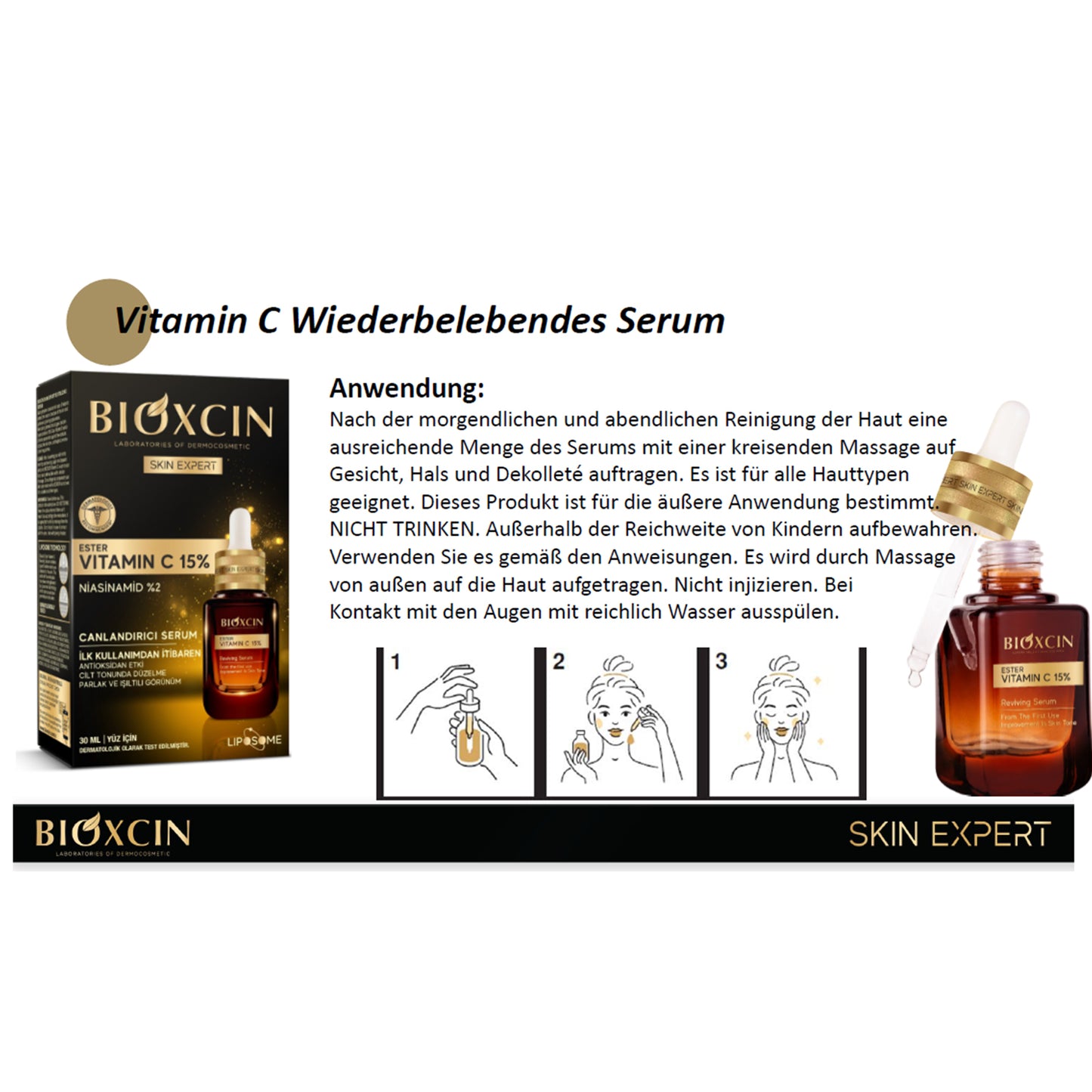 Bioxcin Vitamin C Ester, Niacinamide - Revitalisierendes Serum 30ml