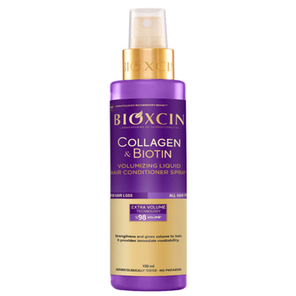 Bioxcin Collagen & Biotin Volumizing Liquid Conditioner (150 ml) - Volumen & Glanz - Leave-In Sprühkur Gegen Haarausfall - Für Dünnes & Feines Haar
