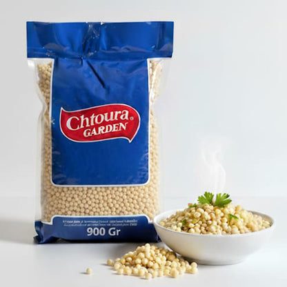 Chtoura Garden Moghrabieh (Perl Couscous) – 900g – Gesunde und Sättigende Beilage – Ideal für Deutsche Eintöpfe, Gulasch & Fitness-Salate