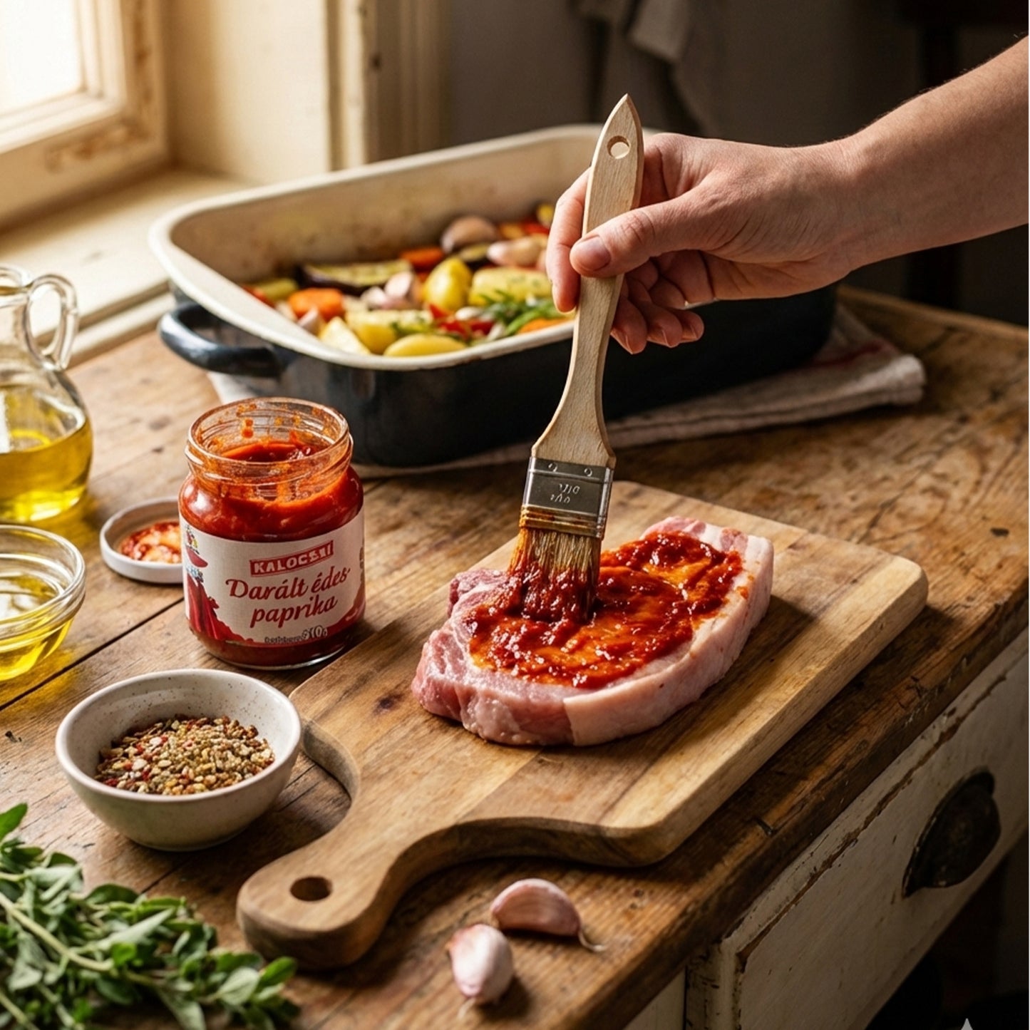 Kalocsai Ungarische Paprikapaste mild (210g) - Original Darált Edes Paprikamark (g.U.) - Milde Würzpaste direkt aus Kalocsa – Ohne scharfe Gewürze – Ideal für Gulasch, Saucen & Kindergerichte