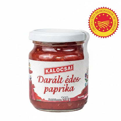 Kalocsai Ungarische Paprikapaste mild (210g) - Original Darált Edes Paprikamark (g.U.) - Milde Würzpaste direkt aus Kalocsa – Ohne scharfe Gewürze – Ideal für Gulasch, Saucen & Kindergerichte