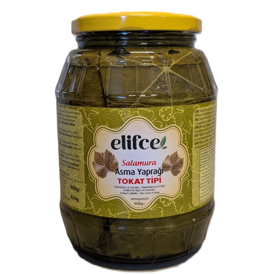 Elifce Tokat-Typ Weinblätter im Glas 908g - Eingelegte Salamura Weinblätter