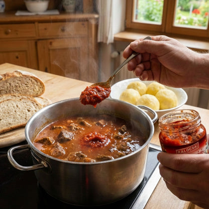 Kalocsai Ungarische Paprikapaste scharf (210g) – Original Darált Erös Paprikamark (g.U.) | Scharfe Würzpaste direkt aus Kalocsa – Ohne künstliche Farbstoffe | Ideal für Gulasch & Eintöpfe
