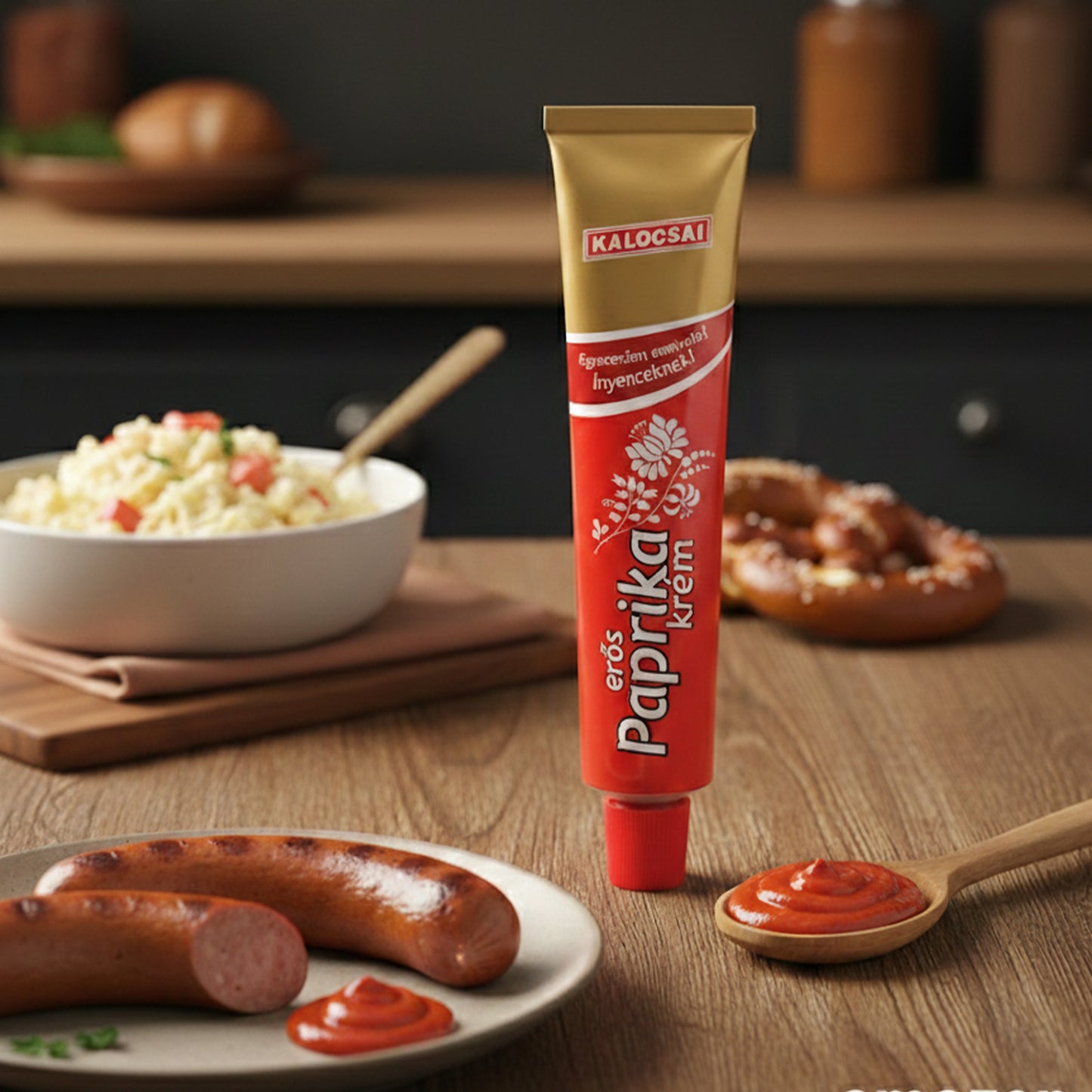 Kalocsai Ungarische Paprikacreme scharf (160g Tube) – Original Erös Paprikapaste (g.U.) | Scharfe Würzpaste direkt aus Kalocsa – Ohne Farbstoffe | Praktisch für Gulasch, Saucen & Schärfen