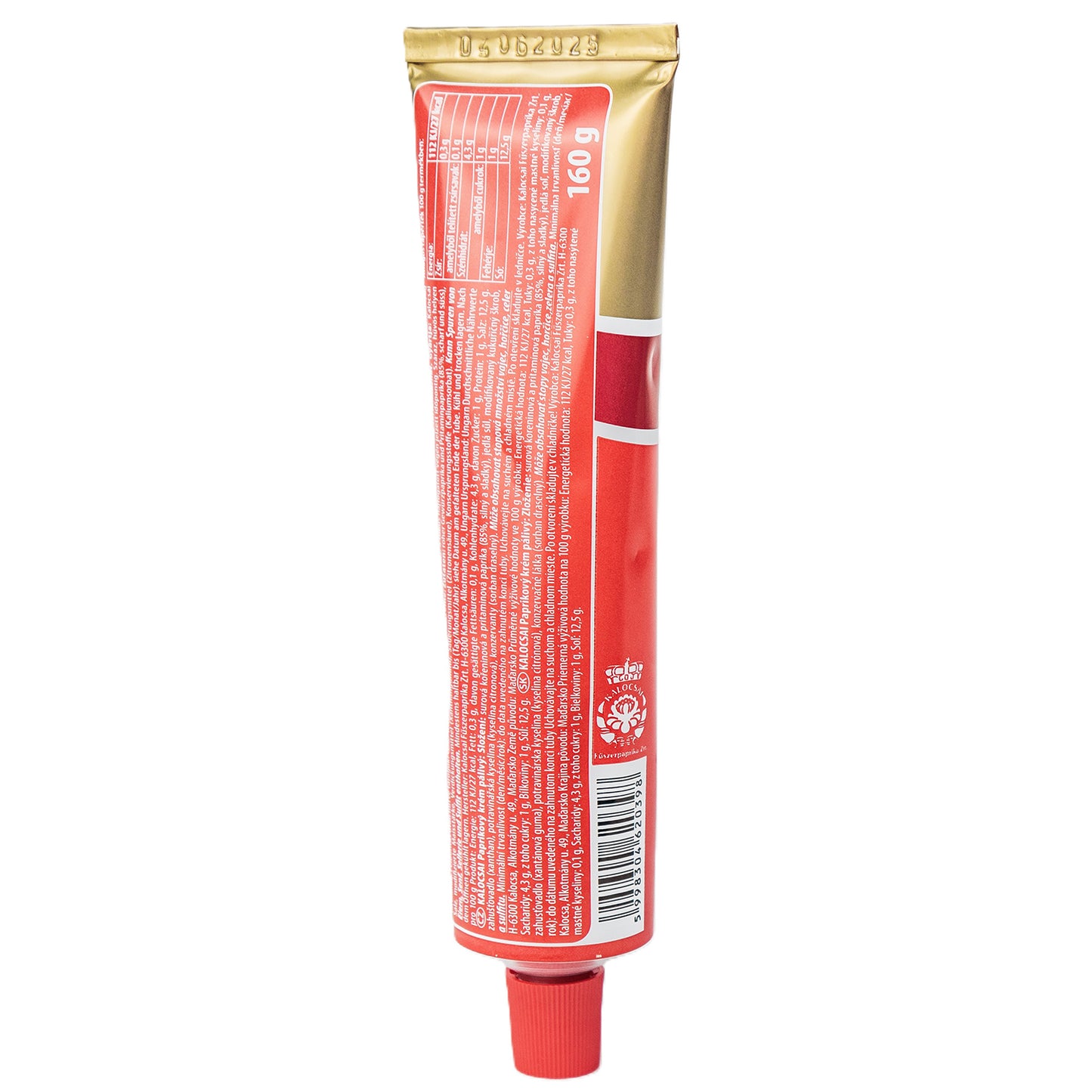Kalocsai Ungarische Paprikacreme scharf (160g Tube) – Original Erös Paprikapaste (g.U.) | Scharfe Würzpaste direkt aus Kalocsa – Ohne Farbstoffe | Praktisch für Gulasch, Saucen & Schärfen