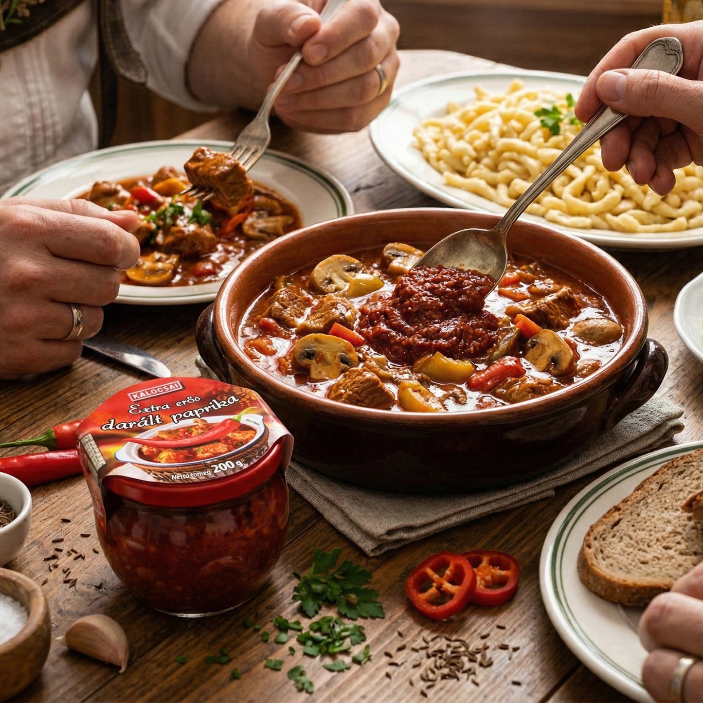 Kalocsai Ungarische Paprikapaste Extra scharf 200g – Original Darált Extra Erös Paprikamark (g.U.) | Intensive Scharfe Würzpaste aus Kalocsa | Ideal für Gulasch,Saucen & BBQ