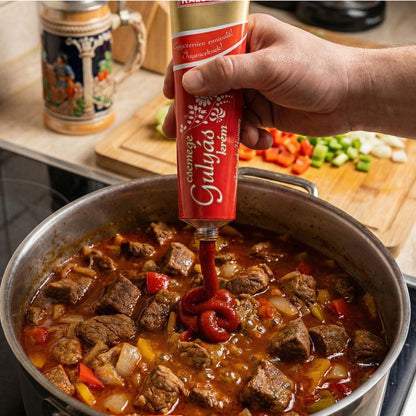 Kalocsai Ungarische Gulaschcreme Mild 160g Tube – Original Gulaschpaste aus Kalocsa (g.U.) | Milde Würzpaste für authentisches Gulasch – Ohne Farbstoffe | Ideal für Suppen & Eintöpfe