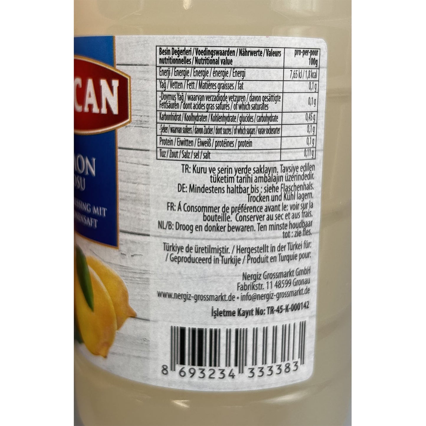Gülcan Zitronenkonzentrat Zitronensaft Zitronensauce - Limon Suyu 500 ml