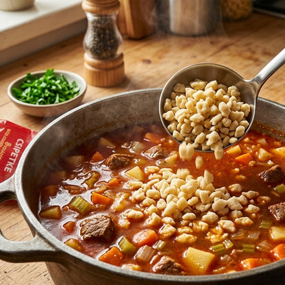 Izsaki Csipetke Premium Traditionelle Ungarische Eiernudeln (8 Eier), 200g, Authentische Zupfnudeln für Gulaschsuppe & Eintöpfe. Proteinreiche Teigwaren
