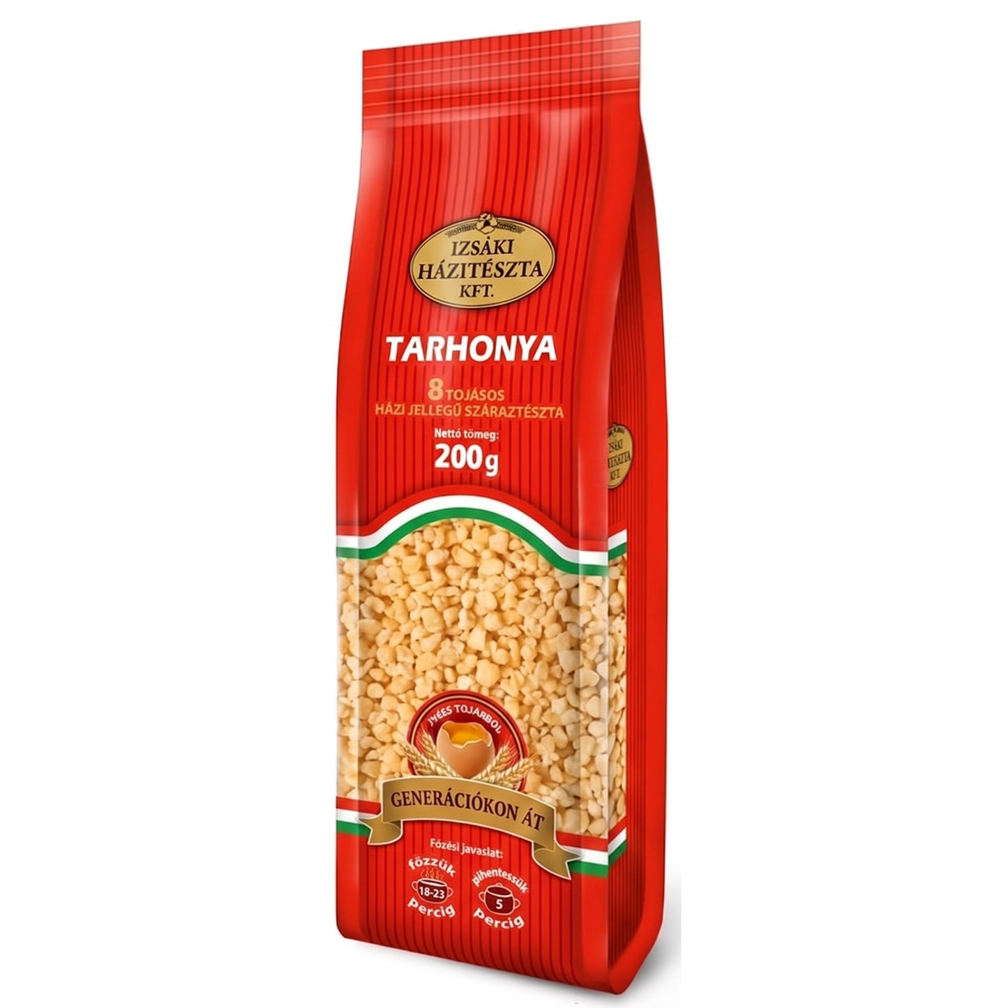 Izsaki Tarhonya Premium Ungarische Eiergraupen (8 Eier), 200g, Authentische Premium-Beilage aus Ungarn. Proteinreiche Eiergraupen (14g) für Gulasch & Pörkölt. 8-Eier Qualität.