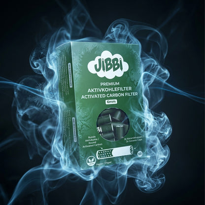 Jibbi Aktivkohlefilter 6 mm 200 Stück 4x50 Papierhülle Keramikkappen vegan