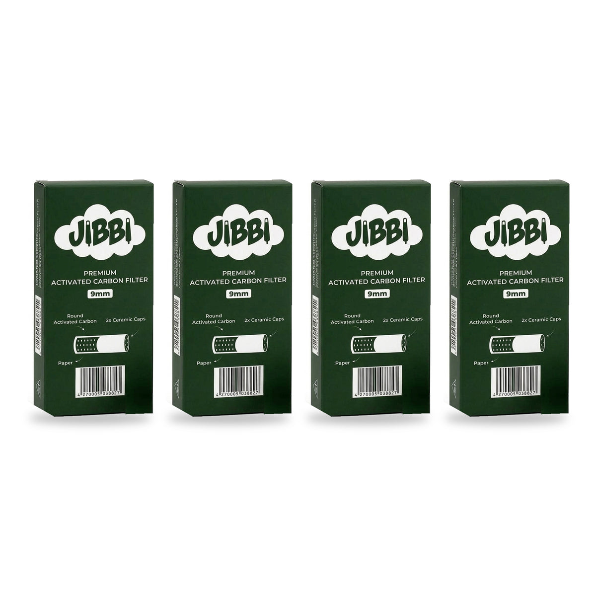 JIBBI Aktivkohlefilter 9mm Keramikkappen Pfeife Zigarette 40 Stück (4x10)