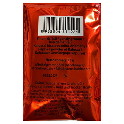 Kalocsai Paprikapulver Edelsüß (g.U.) 75g – Aroma-Schutzbeutel – Fein Gemahlen für Gourmet-Gerichte & Handgeerntet – Premium Ungarische Paprika aus Kalocsa – Ideal für Gulasch & Saucen