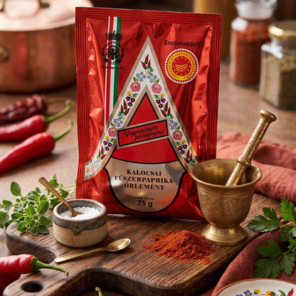 Kalocsai Paprikapulver Edelsüß (g.U.) 75 g – Traditionell gemahlen & Handgeerntet – Premium Ungarische Paprika aus Kalocsa – Authentisch für Gulasch, Pörkölt & Fleischgerichte