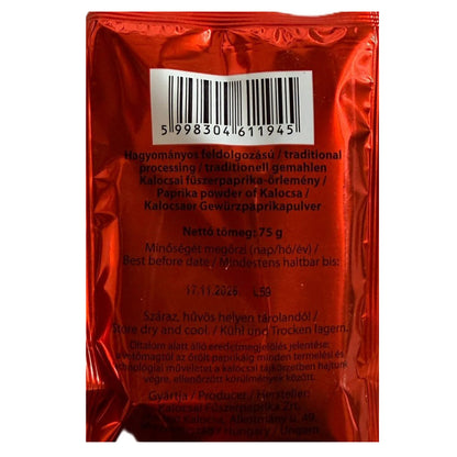 Kalocsai Paprikapulver Edelsüß (g.U.) 75 g – Traditionell gemahlen & Handgeerntet – Premium Ungarische Paprika aus Kalocsa – Authentisch für Gulasch, Pörkölt & Fleischgerichte