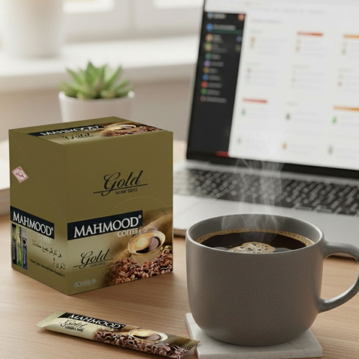 Mahmood Coffee Gold – 48 x 2g Instant Kaffeesticks – Premium Löslicher Kaffee