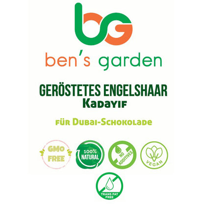 Geröstete Kadayif für Dubai Schokolade - Engelshaar - Knusprig & Lecker 200g - Ohne Zusatzstoffe - Ohne Transfette - 100% natürlich - Ben's Garden