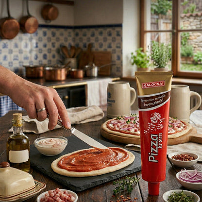 Kalocsai Ungarische Pizzacreme (160g Tube) – Original Pizzasauce aus Kalocsa | Mit 37% Tomatenmark, Zwiebeln & Knoblauch – Ohne Farbstoffe | Ideal für Pizza, Toasts & Pasta