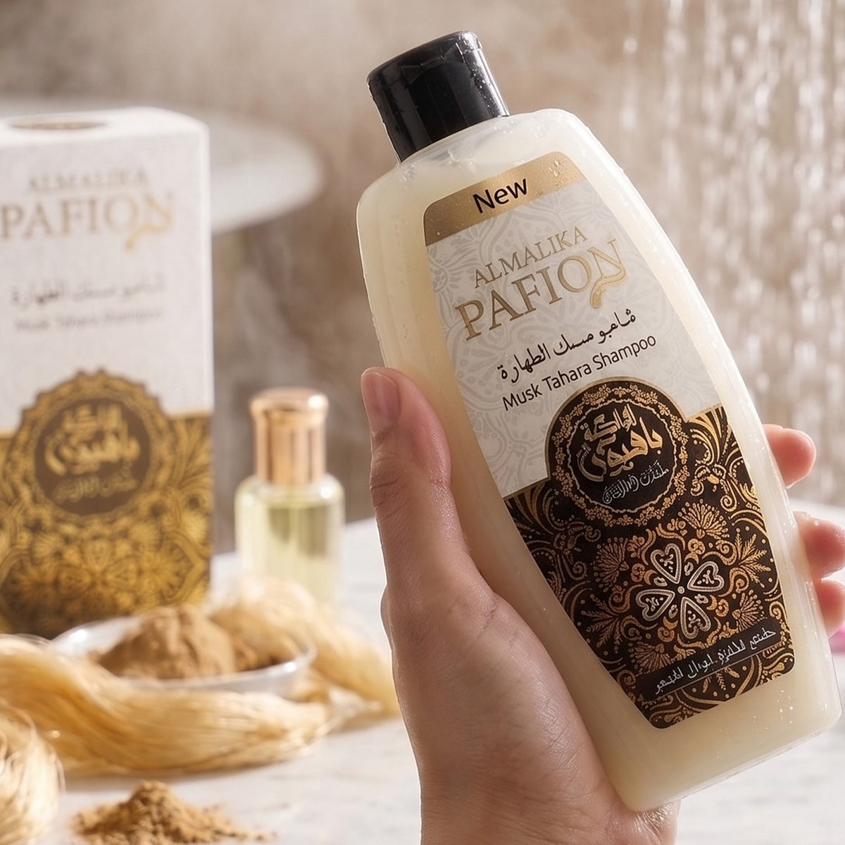 Almalika Pafion Musk Tahara Shampoo 400 ml – Pflegeshampoo mit Vitamin B5, ohne Parabene